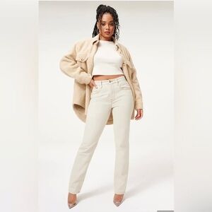 Good American 90’s Icon straight leg bone coloured, size 6/28